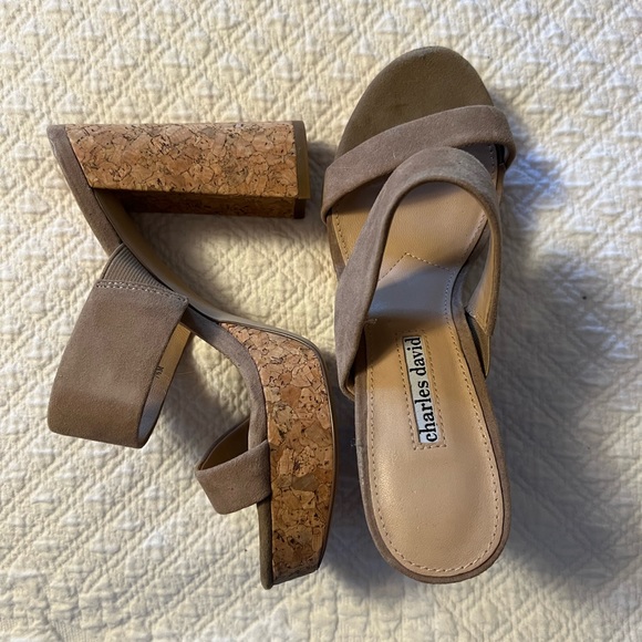 Charles David Platform Sandals in Beige/Taupe - Picture 2 of 5